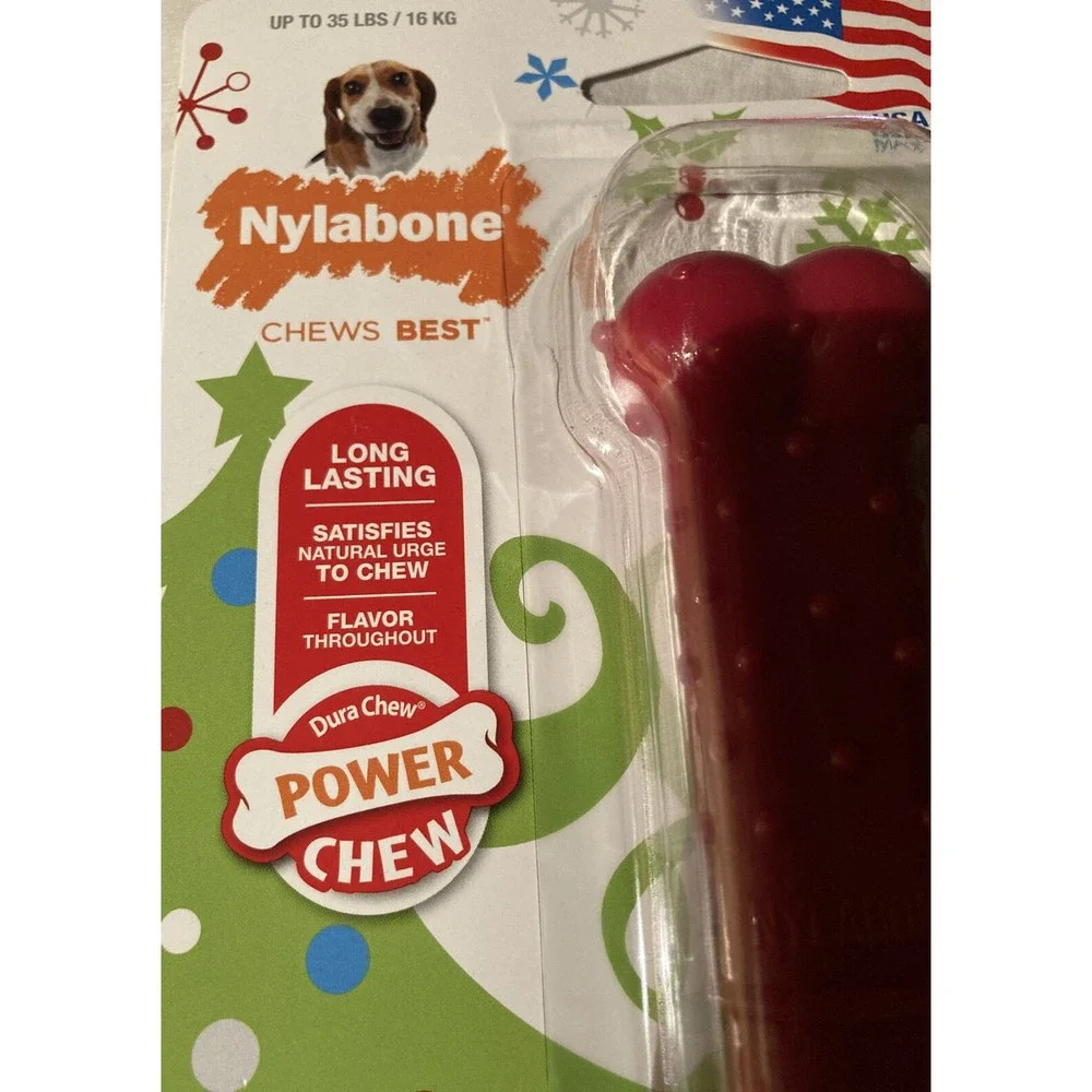 NYLABONE Power Chew Medium Beef flavor Red Chew Bones Set of 2